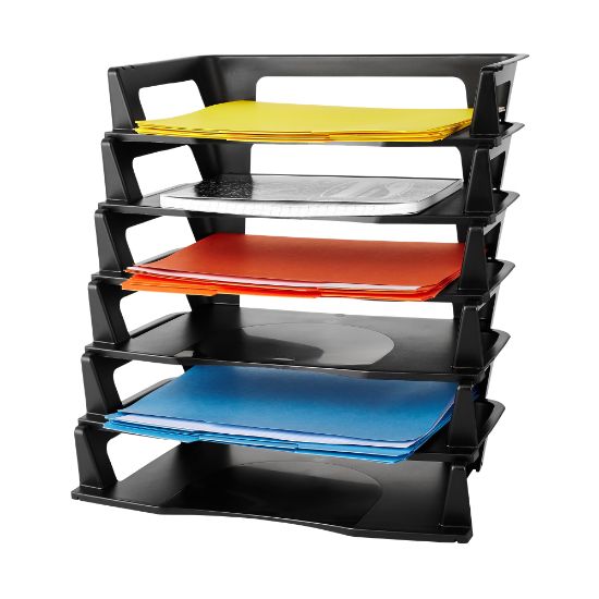 Picture of Rubbermaid Regeneration Letter Tray, 2 3/4inH x 9inW x 15 1/4inD, Black, 1 Pack Of 6 Trays