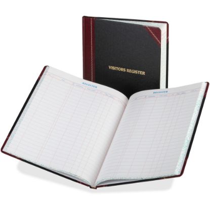 Picture of Boorum & Pease Boorum Visitors Register Book - 150 Sheet(s) - Thread Sewn - 10.87in x 14.12in Sheet Size - White Sheet(s) - Black, Red Cover - 1 Each