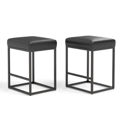 Picture of ALPHA HOME Faux Leather Counter-Height Stools, Black, Set Of 2 Stools