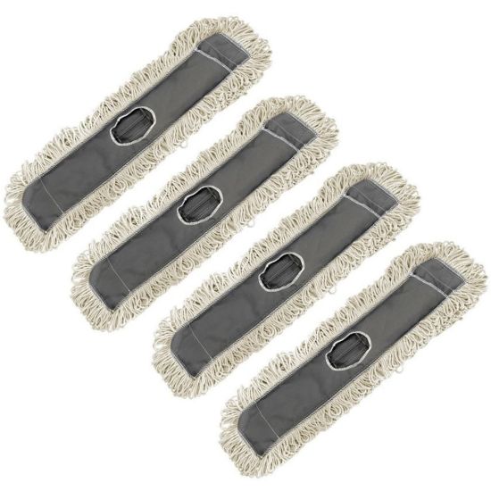 Picture of Alpine Industries 24in Cotton Dry Dust Mop Replacement Heads, Gray, Pack Of 4 Heads