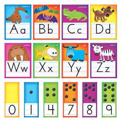 Picture of TREND Awesome Animals Manuscript Alphabet Bulletin Board Set, 6 1/2in x 8 1/2in, Multicolor, Pre-K - Grade 2