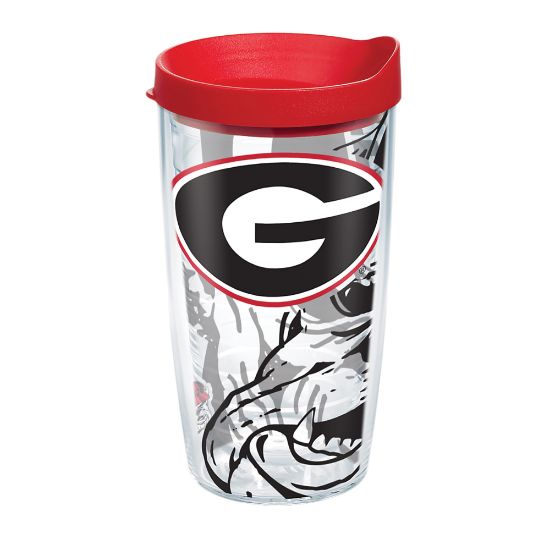 Picture of Tervis Genuine NCAA Tumbler With Lid, Georgia Bulldogs, 16 Oz, Clear