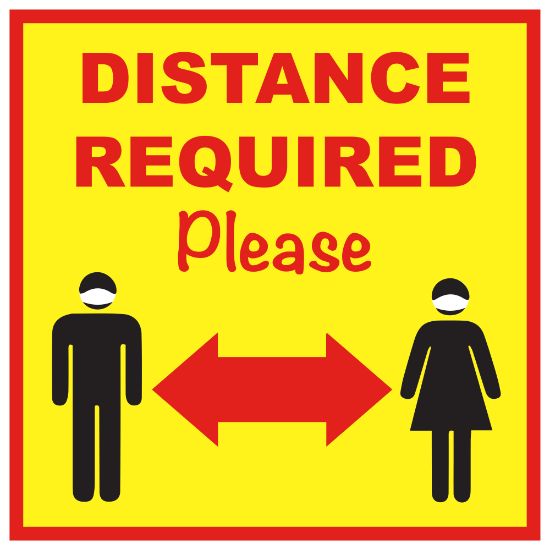 Picture of Alliance Social Distance Floor Graphics, 12in, Yellow, Distance Required, Set Of 25 Graphics