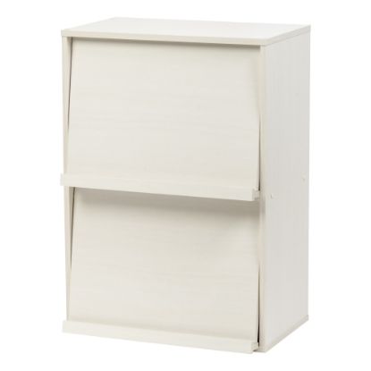 Picture of IRIS Wood Shelf With Pocket Doors, 2-Tier, Off White