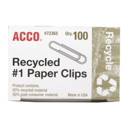 Picture of ACCO Paper Clips, Box Of 100, No. 1, 90% Recycled, Silver