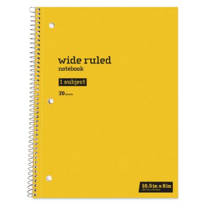 Picture of Just Basics Spiral Notebook, 8in x 10-1/2in, Wide Ruled, 70 Sheets, Yellow