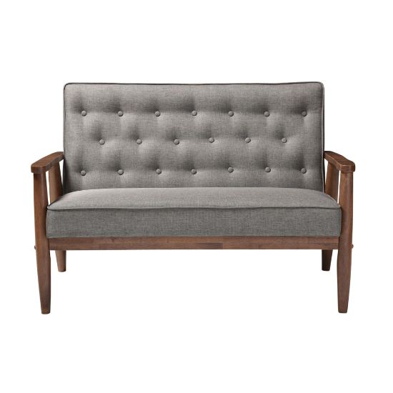 Picture of Baxton Studio Noel Fabric Loveseat, Gray/Dark Walnut