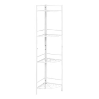 Picture of Monarch Specialties Abigail 58inH 4-Shelf Corner Etagere Bookcase, White