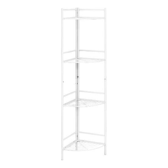 Picture of Monarch Specialties Abigail 58inH 4-Shelf Corner Etagere Bookcase, White