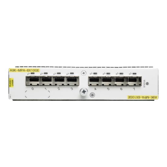 Picture of Cisco 8-port 10-Gigabit Ethernet Modular Port Adapter - Expansion module - 10 Gigabit SFP+ x 8 - for ASR 9001, 9006, 9010, 9904, 9910, 9912, 9922