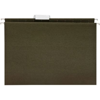 Picture of Business Source 1/5 Tab Cut Letter Recycled Hanging Folder - 8 1/2in x 11in - Green - 100% Recycled - 25 / Box