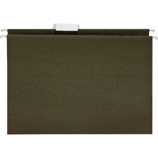 Picture of Business Source 1/5 Tab Cut Letter Recycled Hanging Folder - 8 1/2in x 11in - Green - 100% Recycled - 25 / Box