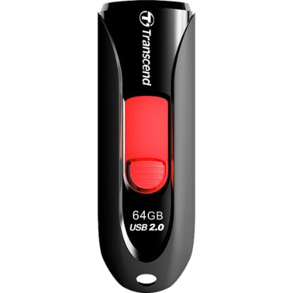 Picture of Transcend 64GB JetFlash 590 USB 2.0 Flash Drive - 64 GB - USB 2.0 - Red - Lifetime Warranty