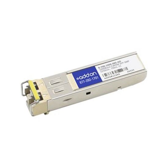 Picture of AddOn - SFP (mini-GBIC) transceiver module (equivalent to: Ciena B-700-1006-005) - GigE - 1000Base-CWDM - LC single-mode - up to 43.5 miles - 1550 nm - TAA Compliant