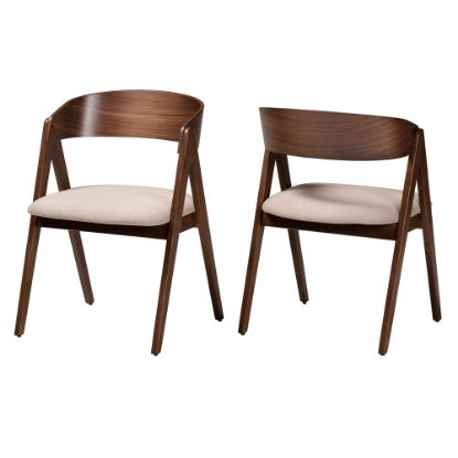 Picture of Baxton Studio Danton Dining Chairs, Beige/Walnut Brown, Set Of 2 Chairs