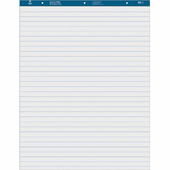 Picture of Business Source Standard Ruled Easel Pad - 50 Sheets - 15 lb Basis Weight - 27in x 34in - White Paper - Perforated - 4 / Carton