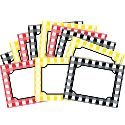 Picture of Barker Creek Name Badges/Self-Adhesive Labels, 3 1/2in x 2 3/4in, Buffalo Plaid, Pack Of 45