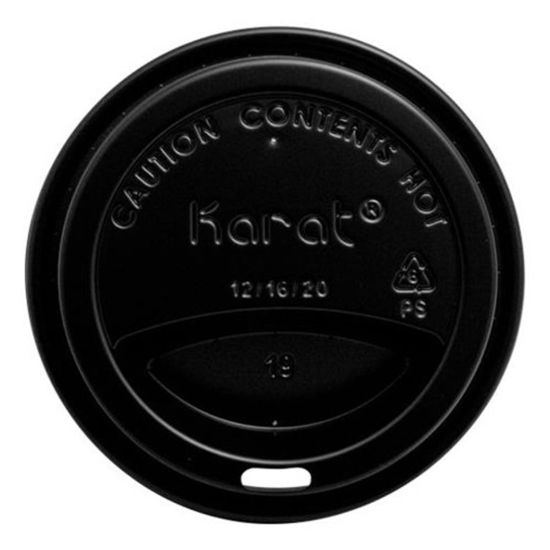 Picture of Karat Hot Cup Lids, 10 - 24 Oz, Black, Pack Of 1,000 Lids