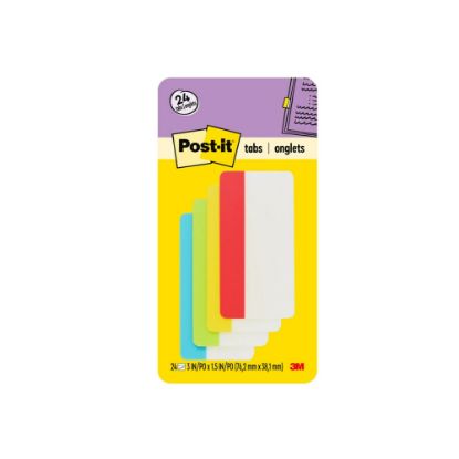 Picture of Post-it Notes Durable Filing Tabs, 3in x 1-1/2in, Assorted Colors, 6 Flags Per Pad, Pack Of 4 Pads