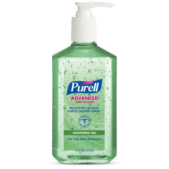 Picture of PURELL Advanced Hand Sanitizer Soothing Gel, Fresh Scent, 12 fl oz Pump Bottle