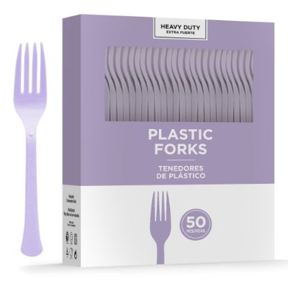 Picture of Amscan 8017 Solid Heavyweight Plastic Forks, Lavender, 50 Forks Per Pack, Case Of 3 Packs