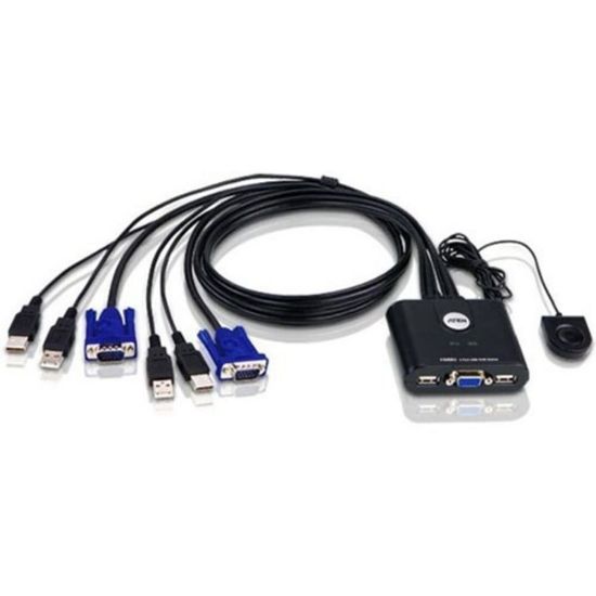 Picture of Aten CS22U 2-Port USB KVM Switch - 2 x 1 - 1 x Type A Mouse, 1 x Type A Keyboard, 2 x HD-15 Video