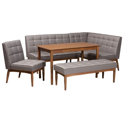 Picture of Baxton Studio Sanford 5-Piece Dining Nook Set, Gray/Walnut