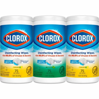 Picture of Clorox Disinfecting Bleach Free Cleaning Wipes Value Pack - Wipe - 75 / Canister - 240 / Bundle - White