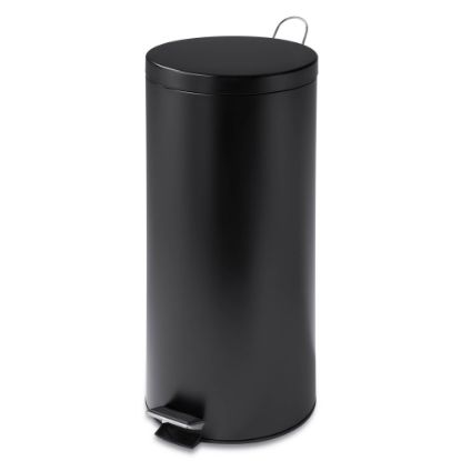 Picture of Honey-Can-Do Round Steel Step Trash Can With Bucket, 7.9 Gallons, 27 3/4inH x 13inW x 13inD, Matte Black