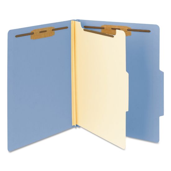 Picture of Smead Top-Tab Color Classification Folders, Letter Size, 2in Expansion, 1 Divider, Blue, Box Of 10