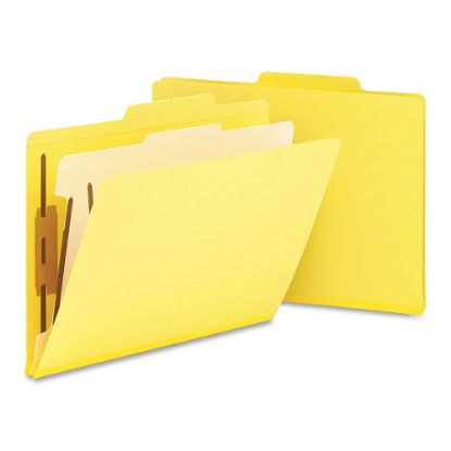 Picture of Smead Top-Tab Color Classification Folders, Letter Size, 2in Expansion, 1 Divider, Yellow, Box Of 10