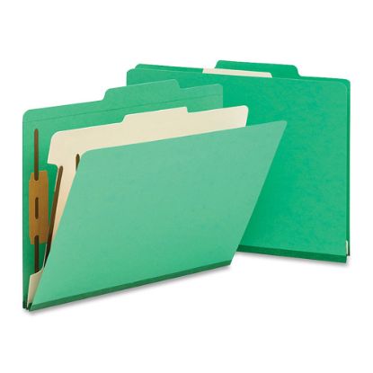 Picture of Smead Top-Tab Color Classification Folders, Letter Size, 2in Expansion, 1 Divider, Green, Box Of 10