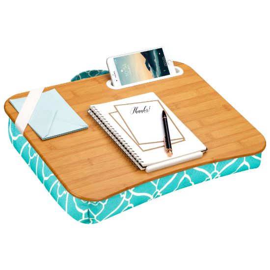 Picture of LapGear Designer Lap Desk, 17-3/4in x 13-3/4in, Aqua Trellis