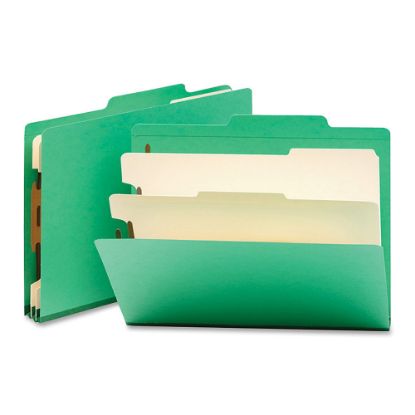 Picture of Smead Top-Tab Color Classification Folders, Letter Size, 2in Expansion, 2 Dividers, Green, Box Of 10