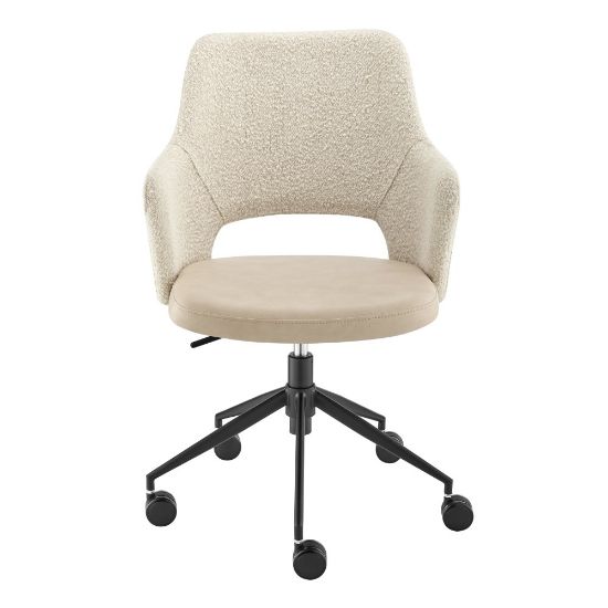 Picture of Eurostyle Darcie Faux Leather/Fabric Mid-Back Office Chair, Ivory/Black