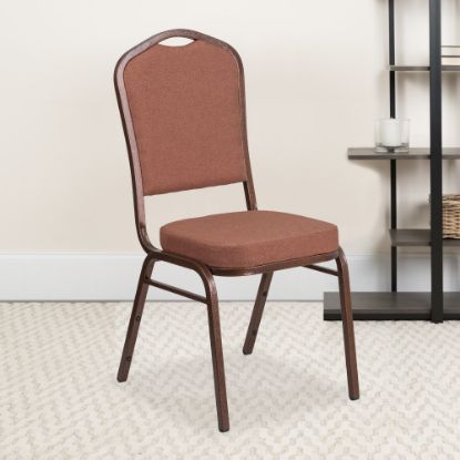 Picture of Flash Furniture HERCULES Series Crown Back Stacking Banquet Chair, Brown/Coppervein