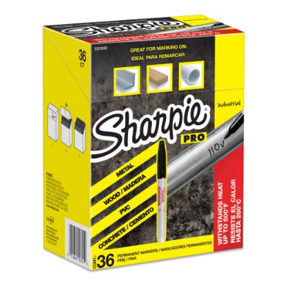 Picture of Sharpie Industrial Permanent Markers, Fine Tip, Black, Pack Of 36