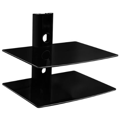 Picture of Mount-It! MI-802 Dual Glass Floating Wall Mounted Shelf, 14inH x 17-1/2inW x 14inD, Black