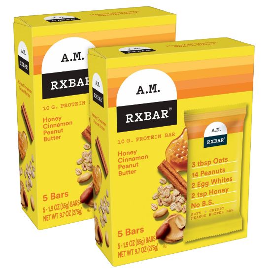 Picture of AM RXBAR Adult Bars, Honey Cinnamon Peanut Butter, 1.9 Oz, 5 Bars Per Pack, Case Of 2 Packs