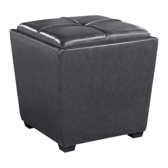 Picture of Office Star Rockford Storage Ottoman, Pewter