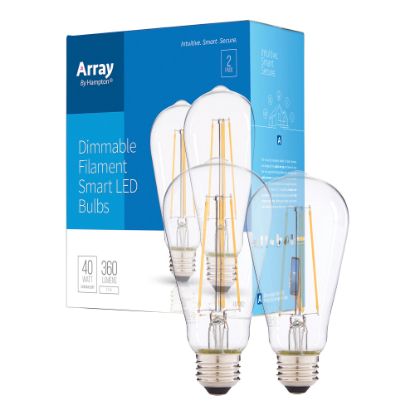 Picture of Array By Hampton ST19 360-Lumen Smart Wi-Fi Filament LED Bulbs, 40-Watt, Pack Of 2 Bulbs