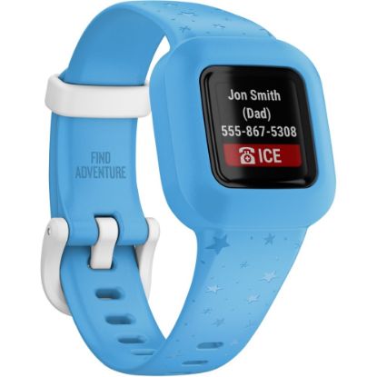 Picture of Garmin ve�vofit jr. 3 Smart Watch - Blue Stars - Silicone Band - Swimming, Health & Fitness, Tracking, Smartphone - Water Resistant - 164.04 ft Water Resistant