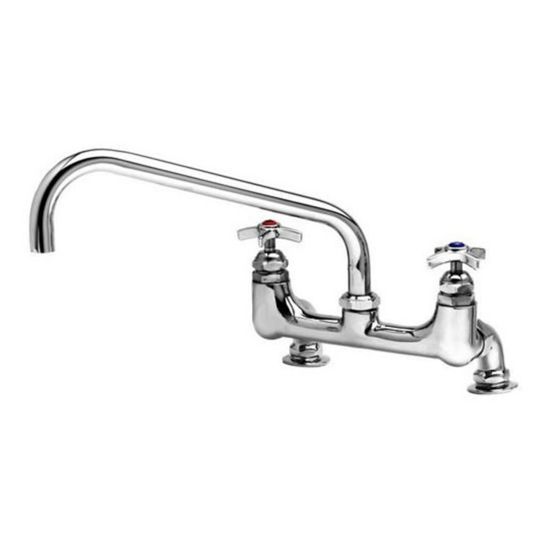 Picture of T&S Brass Deck-Mount Big-Flo Faucet, 12in Spout, 8in Centers, Stainless