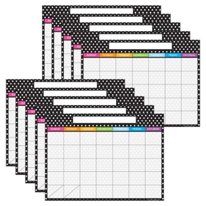 Picture of Ashley Productions Smart Poly PosterMat Pals Space Savers, 13in x 9-1/2in, Black/White Dots Calendar, Pack Of 10 Pieces