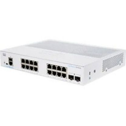 Picture of Cisco 250 CBS250-16T-2G Ethernet Switch - 16 Ports - Manageable - 2 Layer Supported - Modular - 2 SFP Slots - 156.40 W Power Consumption - Optical Fiber, Twisted Pair - Rack-mountable - Lifetime Limited Warranty