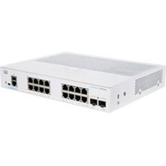 Picture of Cisco 250 CBS250-16T-2G Ethernet Switch - 16 Ports - Manageable - 2 Layer Supported - Modular - 2 SFP Slots - 156.40 W Power Consumption - Optical Fiber, Twisted Pair - Rack-mountable - Lifetime Limited Warranty