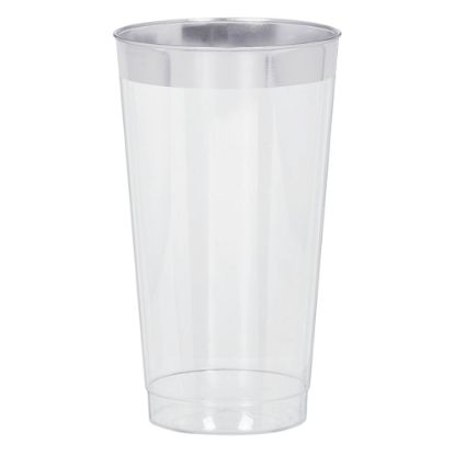 Picture of Amscan Premium Plastic Tumblers, 16 Oz, Clear/Silver, 16 Tumblers Per Pack, Case Of 2 Packs