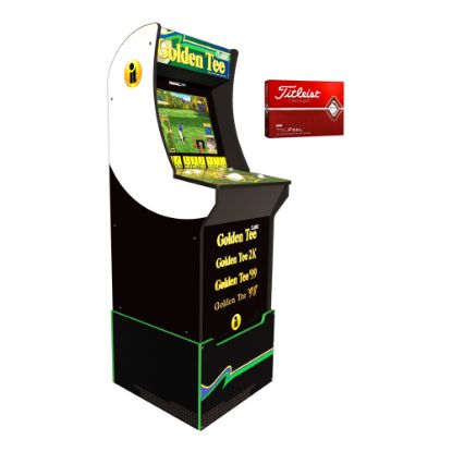 Picture of Arcade1Up Golden Tee Classic Home Arcade Cabinet With Riser And Titleist Golf Balls