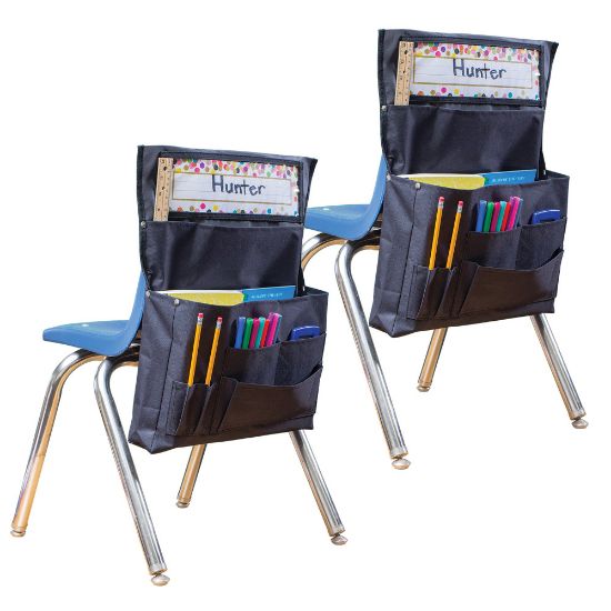 Picture of Teacher Created Resources Chair Pockets, 18inH x 15-1/2inL x 2inW, Black, Set Of 2 Pockets