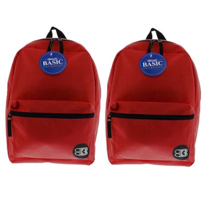 Picture of BAZIC Products 16in Basic Backpacks, Red, Pack Of 2 Backpacks